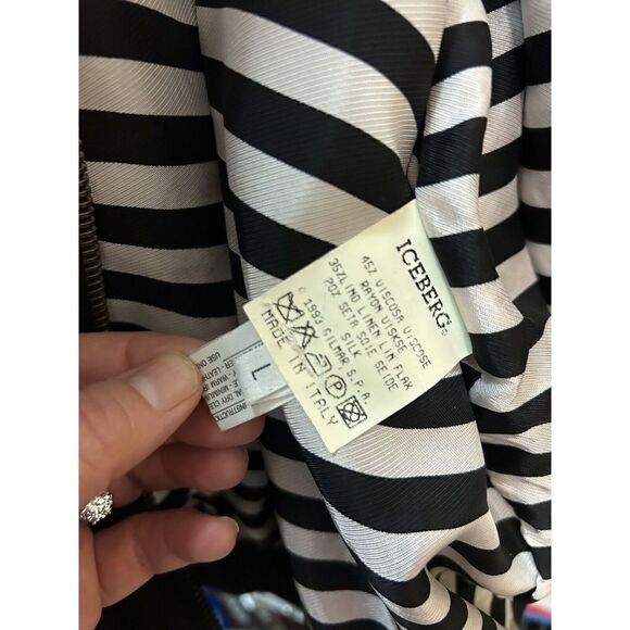 VINTAGE Men's ICEBERG DISNEY Sylvester Lightweight Black Zip Jacket SIZE 50 L - Picture 8 of 10